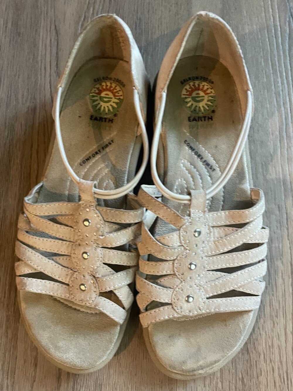 Earth Spirit Women's Beige Leather Sandals Muse 2 8.5 Resort!